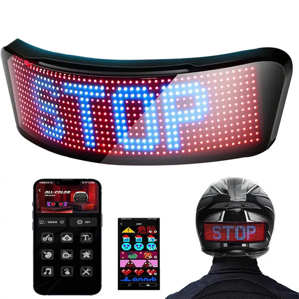 Motorcycle helmet LED warning display 1