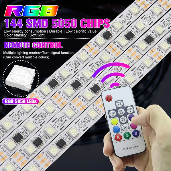RGB car grille LED light strips 60cm 3