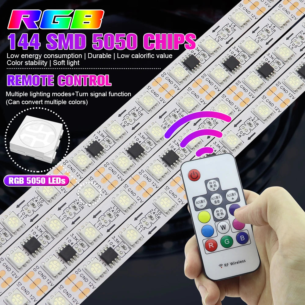 RGB car grille LED light strips 60cm 3