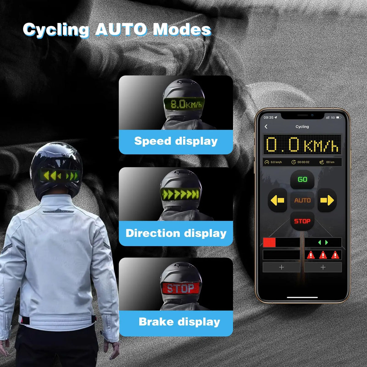 Motorcycle helmet LED warning display 3