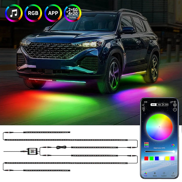 Car Underglow LED Kit — Color-Chasing 4pc