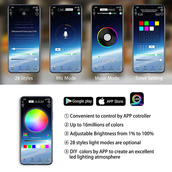 Car Underglow LED Kit — Color-Chasing 4pc