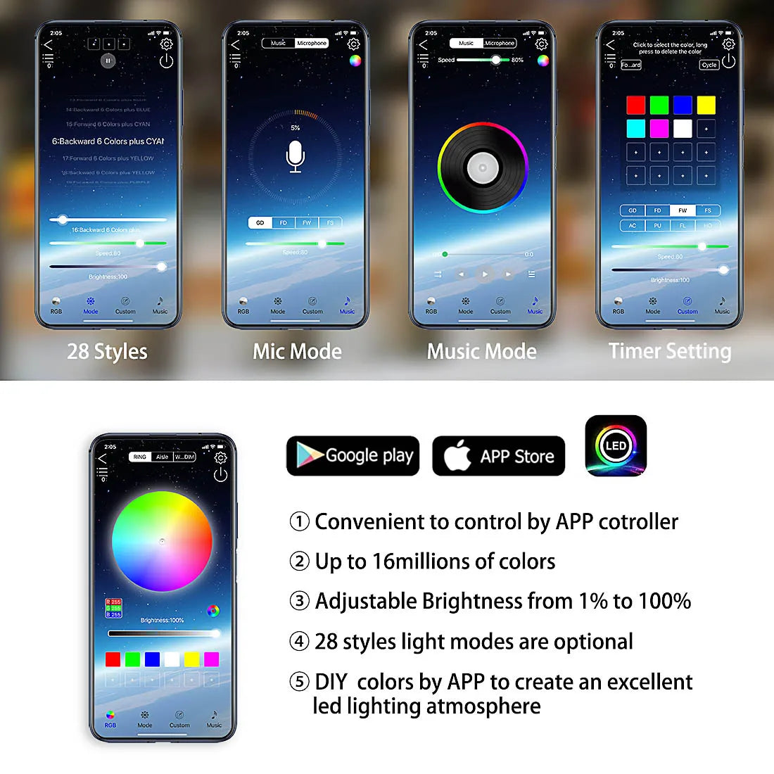 Car Underglow LED Kit — Color-Chasing 4pc