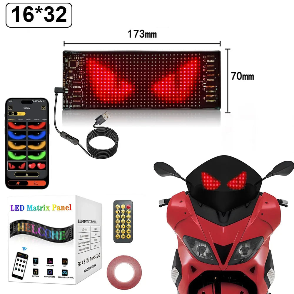 Moto Devil Eyes — Animated LED Display for Motorcycle Windshield