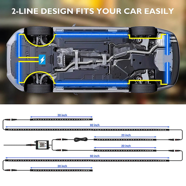 Car Underglow LED Kit — Color-Chasing 4pc