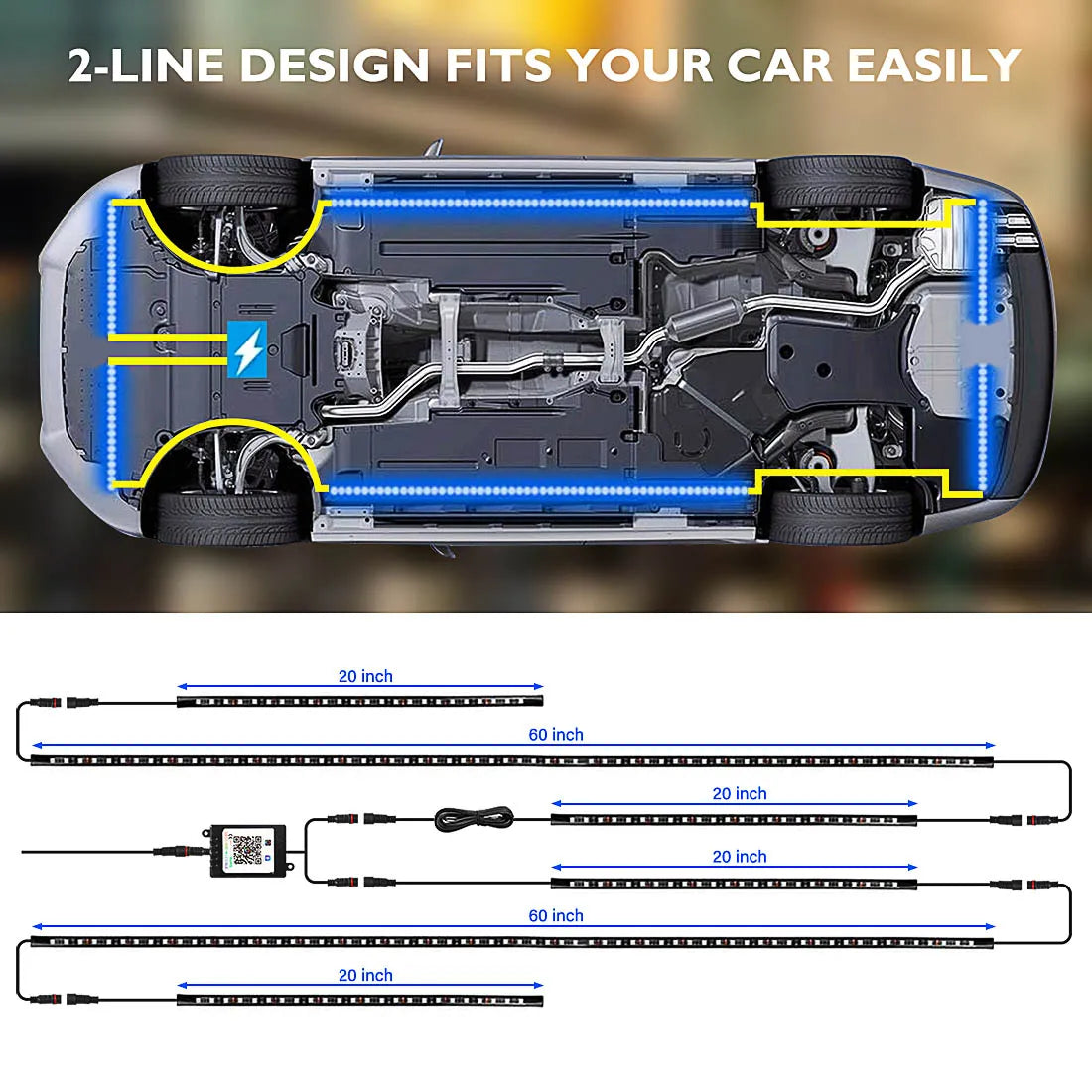 Car Underglow LED Kit — Color-Chasing 4pc