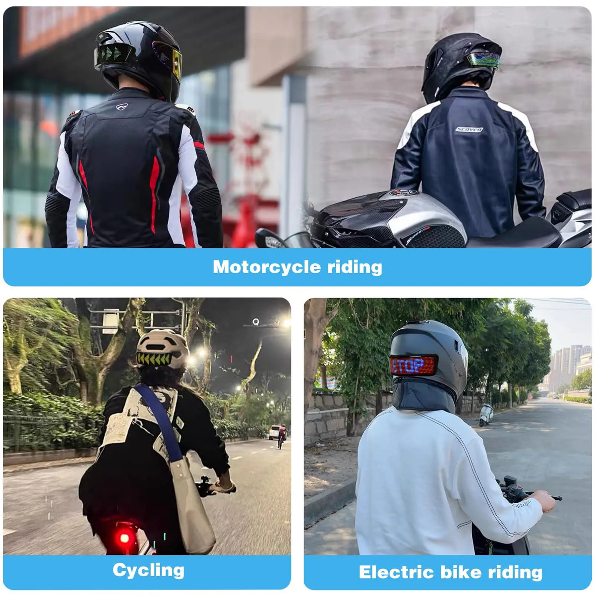 Motorcycle helmet LED warning display 6