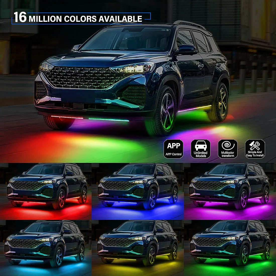 Car Underglow LED Kit — Color-Chasing 4pc