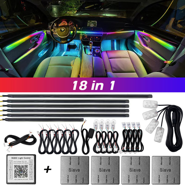 Interior Ambient Lighting Kit for Dash and Doors, 64 Colors, App Control — photo 1