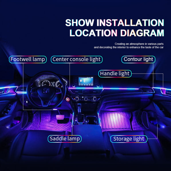 Interior Ambient Lighting Kit for Dash and Doors, 64 Colors, App Control — photo 4
