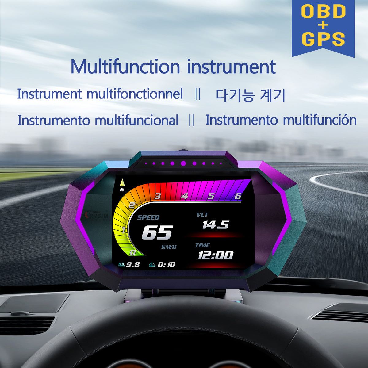 Head-Up Display with RPM, Turbo Boost and Fault Alerts, Plugs Into OBD Port
