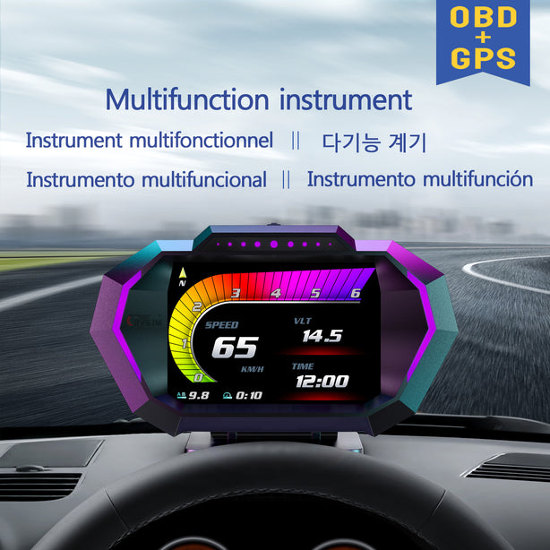 Head-Up Display with RPM, Turbo Boost and Fault Alerts, Plugs Into OBD Port